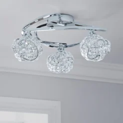 Cecilie 3 Light Crystal Semi Flush Ceiling Light -EGLO Shop 1000119787 alt01