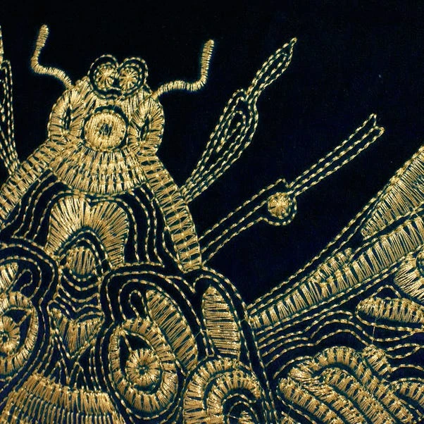 Paoletti Cerana Blue Bee Velvet Cushion 2 Paoletti Cerana Blue Bee Velvet Cushion - Image 2