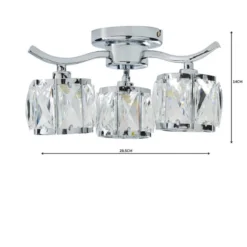 Kleio 3 Light Glass Chrome Semi Flush Ceiling Light -EGLO Shop 1000157757 alt04