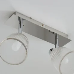 Bremont 2 Light Ribbed Glass Bathroom Semi Flush Spotlight Bar -EGLO Shop 1000157769 alt03