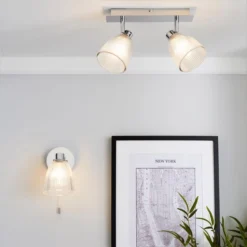 Bremont 2 Light Ribbed Glass Bathroom Semi Flush Spotlight Bar -EGLO Shop 1000157769 alt08