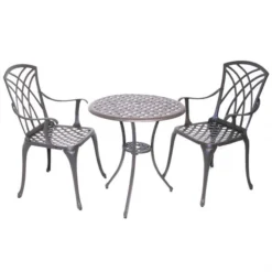 Cast Aluminium 2 Seater Black And Bronze Bistro Set -EGLO Shop 1000162673 alt02