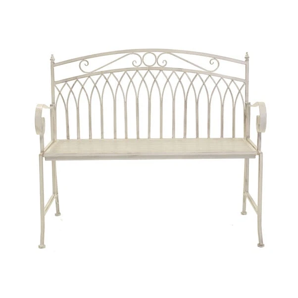 Wrought Iron 2 Seater White Bench 4 Wrought Iron 2 Seater White Bench - Image 4