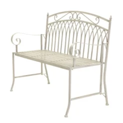 Wrought Iron 2 Seater White Bench 9 Wrought Iron 2 Seater White Bench -EGLO Shop 1000162710 alt04