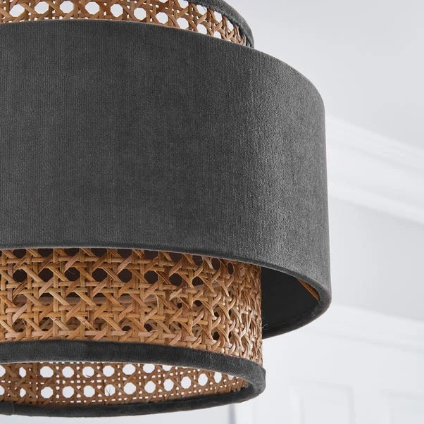Nova Velvet And Cane Lamp Shade 3 Nova Velvet And Cane Lamp Shade - Image 3