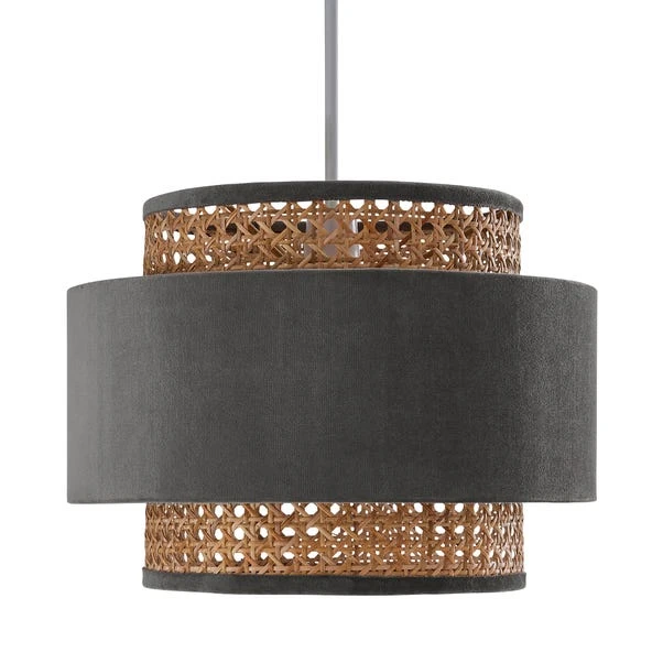 Nova Velvet And Cane Lamp Shade 4 Nova Velvet And Cane Lamp Shade - Image 4