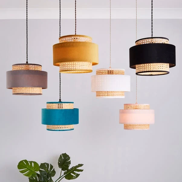 Nova Velvet And Cane Lamp Shade 6 Nova Velvet And Cane Lamp Shade - Image 6