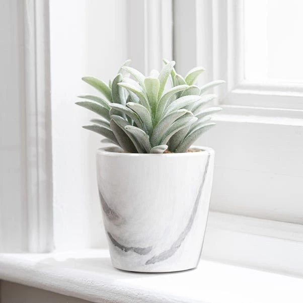 Artificial Succulent In White Marble Plant Pot 3 Artificial Succulent In White Marble Plant Pot - Image 3