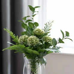Artificial Allium And Foliage Bouquet In Glass Vase -EGLO Shop 1000183221 alt02