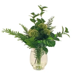 Artificial Allium And Foliage Bouquet In Glass Vase -EGLO Shop 1000183221 alt03