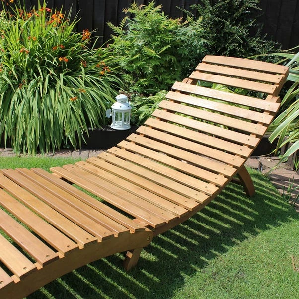 Acacia Folding Curved Wooden Lounger 2 Acacia Folding Curved Wooden Lounger - Image 2