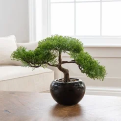 Artificial Bonsai Tree In Black Pot