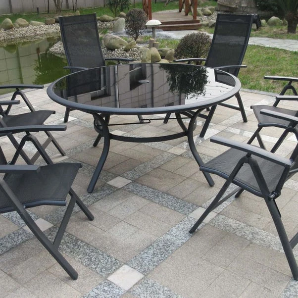 Sorrento 6 Seater Black Round Deluxe Recliner Dining Set 1 Sorrento 6 Seater Black Round Deluxe Recliner Dining Set