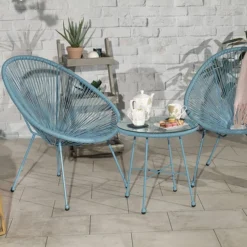 Monaco 2 Seater Blue Egg Chair Bistro Set