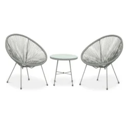 Monaco 2 Seater Grey Egg Chair Bistro Set -EGLO Shop 30396153 alt02