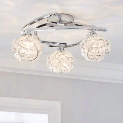 Cecilie 3 Light Crystal Semi Flush Ceiling Light