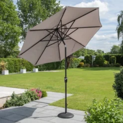 3m Elizabeth Crank And Tilt Taupe Parasol