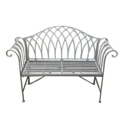 Wrought Iron 2 Seater Grey Bench