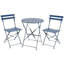 Charles Bentley Navy Folding Metal Bistro Set
