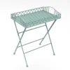 Foldable Wrought Iron Sage Green Butler Tray