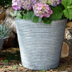 Ribbed Galvanised Planter
