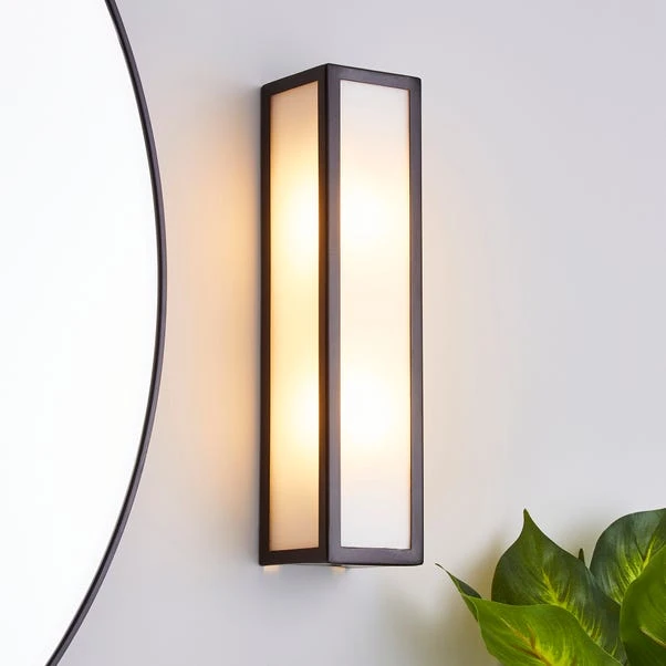 Fletcher Boxed Bathroom Wall Light Black 1 Fletcher Boxed Bathroom Wall Light Black
