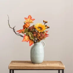 Artificial Autumn Sunflower Bouquet In Ceramic Plant Pot -EGLO Shop 30724527 alt03