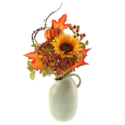 Artificial Autumn Sunflower Bouquet In Ceramic Plant Pot -EGLO Shop 30724527 alt04