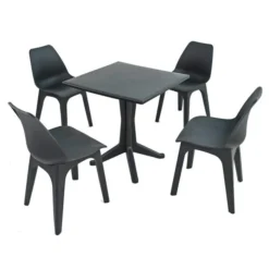 Ponente 4 Seater Anthracite Dining Set With Eolo Chairs
