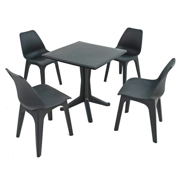Ponente 4 Seater Anthracite Dining Set With Eolo Chairs 1 Ponente 4 Seater Anthracite Dining Set With Eolo Chairs