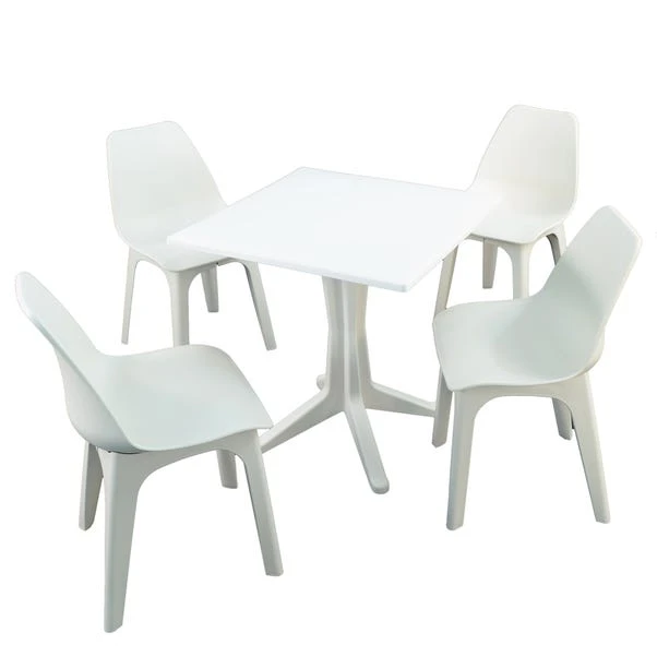 Ponente 4 Seater White Dining Set With Eolo Chairs 1 Ponente 4 Seater White Dining Set With Eolo Chairs