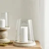 Churchgate Wood Glass Hurricane Candle Holder