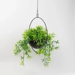 Artificial Trailing Plant In Black Industrial Round Hanging Plant Pot -EGLO Shop 30732426 alt02