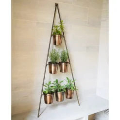 Gold Metal Wall Plant Stand With Planters 15 Gold Metal Wall Plant Stand With Planters -EGLO Shop 30732717