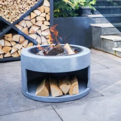 Round Console Granite Fire Bowl
