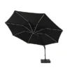 3.5m Deluxe Cantilever Solar Strip Grey Parasol With 100kg Base
