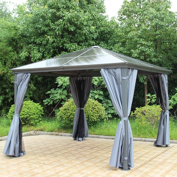 Lugano Polycarbonate 3m X 3m Grey Gazebo 1 Lugano Polycarbonate 3m X 3m Grey Gazebo
