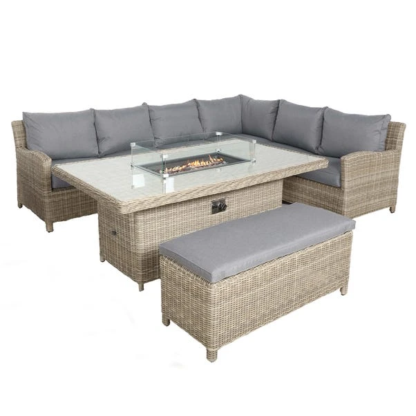 Wentworth 7 Piece Deluxe Modular Corner Lounge Set With Rectangular Firepit 1 Wentworth 7 Piece Deluxe Modular Corner Lounge Set With Rectangular Firepit
