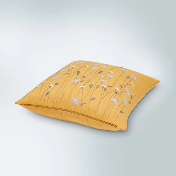 Scandi Floral Ochre Cushion Cover 4 Scandi Floral Ochre Cushion Cover - Image 4