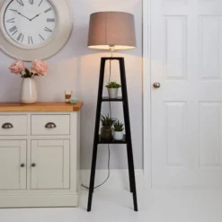 Beaumont Plant Stand Wooden Floor Lamp -EGLO Shop 30787665