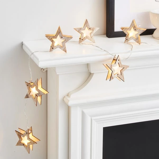 Wooden Star LED String Lights 1 Wooden Star LED String Lights