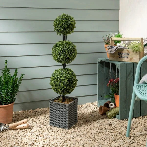 3 Artificial Boxwood Balls Tree 90cm 1 3 Artificial Boxwood Balls Tree 90cm