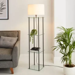 Wendell Glass Shelved Floor Lamp