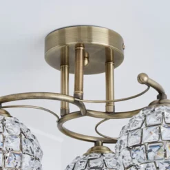 Bergen Crystal Antique Brass 3 Light Semi Flush Ceiling Light -EGLO Shop 30823722 alt03