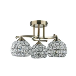 Bergen Crystal Antique Brass 3 Light Semi Flush Ceiling Light -EGLO Shop 30823722 alt04