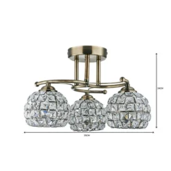 Bergen Crystal Antique Brass 3 Light Semi Flush Ceiling Light -EGLO Shop 30823722 alt08