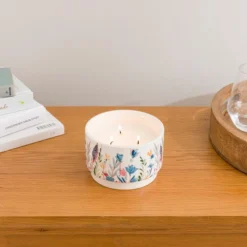 Floral Linen Ceramic Multi Wick Candle