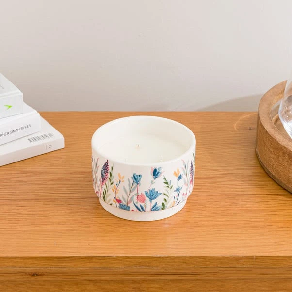 Floral Linen Ceramic Multi Wick Candle 2 Floral Linen Ceramic Multi Wick Candle - Image 2