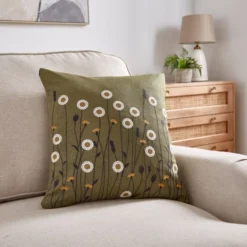 Scandi Floral Olive Cushion