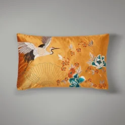Embroidered Crane Cushion Cover